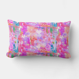 Fun Lebendes rosa/Aquamarin/weißes Herzklopfen Lendenkissen