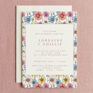 Fun lebendige Wildblumen Muster Hochzeitseinladung Einladung