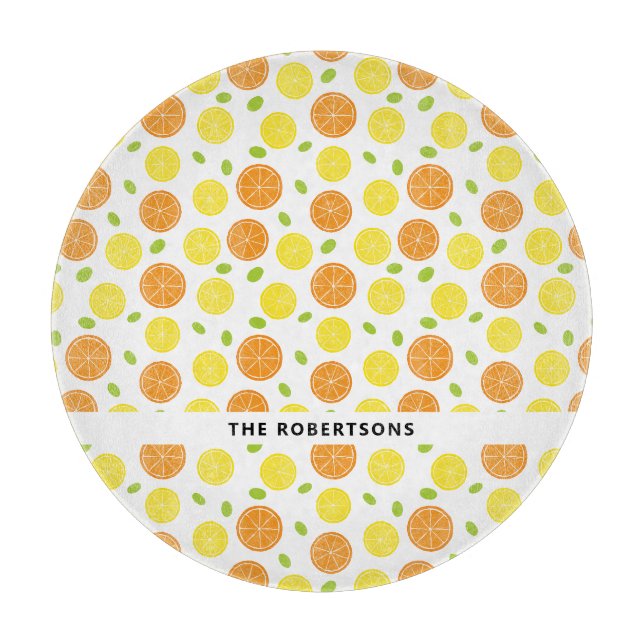 Fun Lemon, Orange und Traubenfrucht Personalisiert Schneidebrett (Vorderseite)