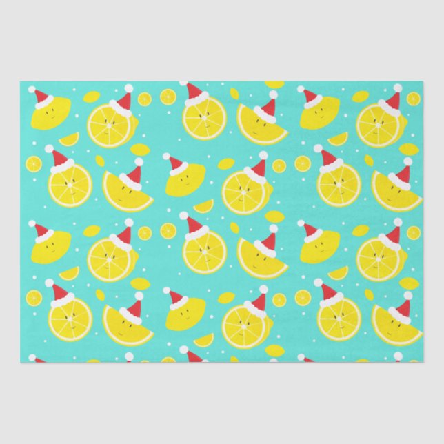 Fun Lemons Weihnachtsmannmützen Weihnachten Seidenpapier (Vorderseite)