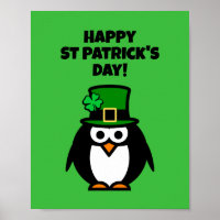 Fun leprechaun pinguin Cartoon St Patrick's Day