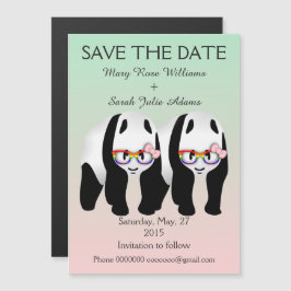 Fun Lesbian Panda Bears Hochzeit speichern das Dat Magneteinladung