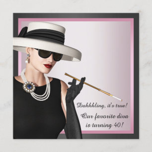 Fun Lieblings-Diva Frauen Rosa und Schwarz Geburts Einladung