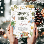Fun 'Lieblings-Sachen' Weihnachtsgeschenkbörse Einladung<br><div class="desc">Laden Sie Freunde und Familie zu einem Weihnachts- oder Urlaubsszenario Party mit dieser lustigen Aquarelleinladung ein. Ihre Lieblingssachen Party Details sind umgeben von Illustrationen von Winterbekleidung, Geschenken, Strümpfen, Schlitten und festlichen botanischen Produkten. Personalisieren Sie mit Ihren Party-Details, einschließlich Anweisungen für Ihre Gäste, wie viele Geschenke zu bringen und deren geschätzter...</div>