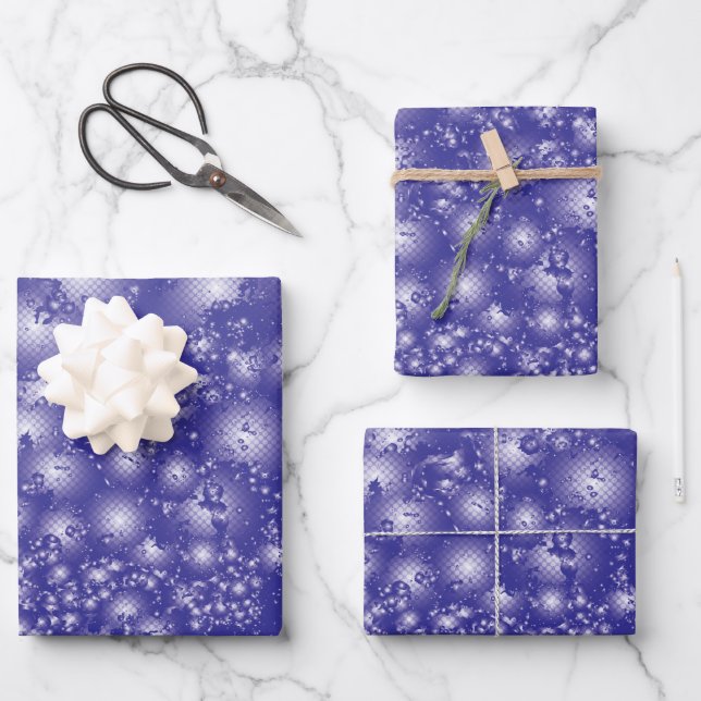 Fun LILA Abstraktes Tinte Super Splash Muster Geschenkpapier Set (Vorderseite)