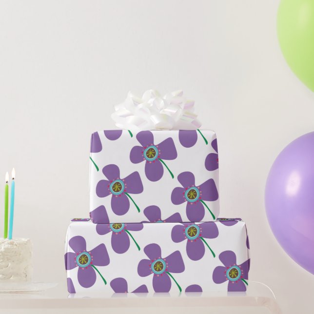 Fun Lila Daisy Pop Sommer Blume Whimsical Geschenk Geschenkpapier (Partygeschenke)