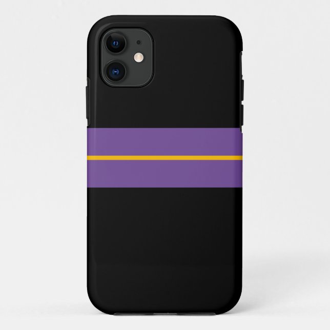Fun Lila Gelbe Streifen schwarzer Hintergrund Case-Mate iPhone Hülle (Rückseite)