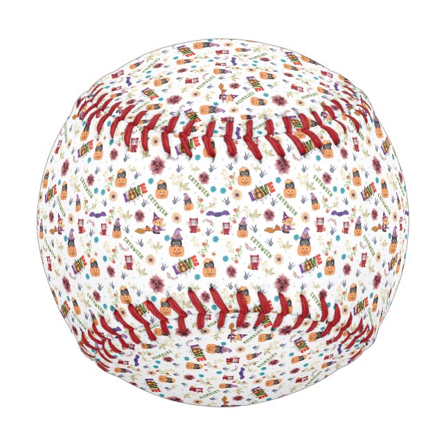 Fun Lila Hat Catoween, Niedlich Orange Pumpkin Baseball (Vorderseite)