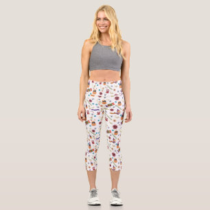 Fun Lila Hat Catoween, Niedlich Orange Pumpkin Capri Leggings