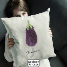 Fun Lila Moderne Minimal Crochet Eggplant Name
