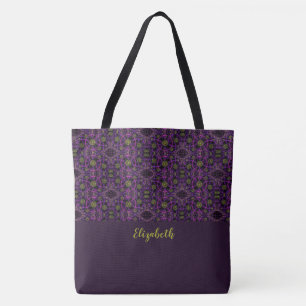 Fun Lila Muster Mit Monogramm Tote Bag Tasche