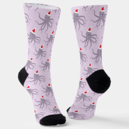 Fun Lila Octopus Weihnachtsmannmütze Weihnachten Socken