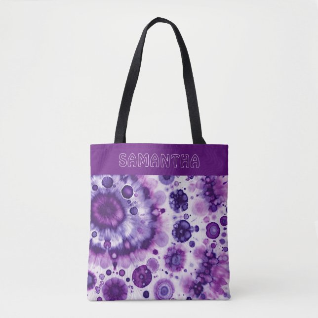 Fun Lila Violet Pink Batik Zirkel Art Muster Tasche (Vorderseite)