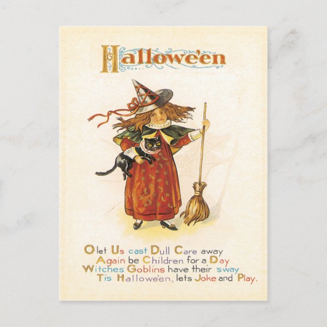 Fun Little Hexe Vintage Postkarte (Vorderseite)