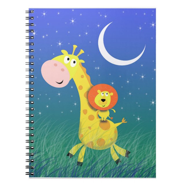 Fun Little Lion and Giraffe Notebook Notizblock (Vorderseite)