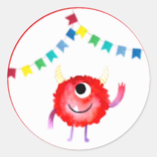 Fun Little Monster Party, Zombie, freundlich, Nied Runder Aufkleber (Vorderseite)