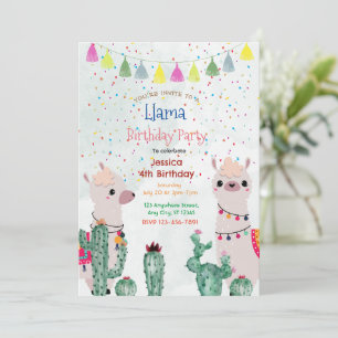 Fun Llama Party Anniversaire Invitation