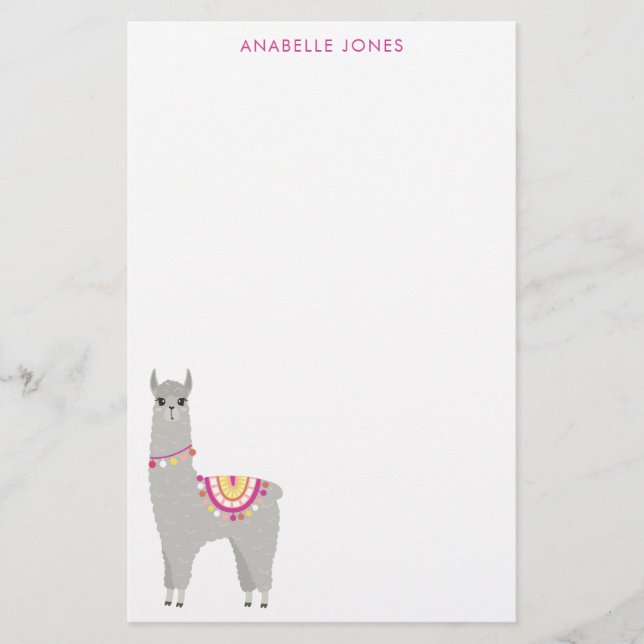 Fun Llama Personalisiert Briefpapier (Vorderseite)