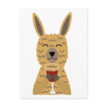 Fun Llama trinkt Roten Wein