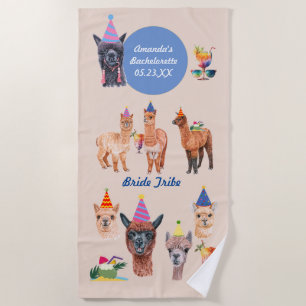 Fun Llamas und Cocktails Junggeselinnen-Abschied Strandtuch