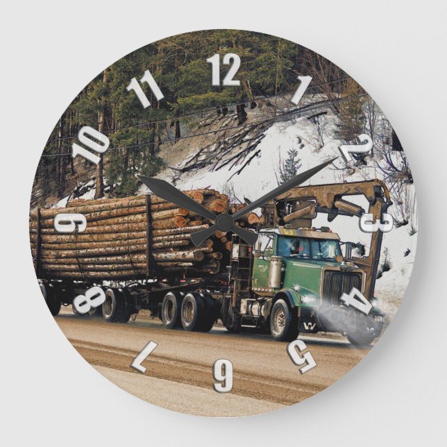 Fun Log In - Log Out Login Trucker Art Design Große Wanduhr (Vorderseite)