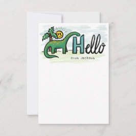 Fun Long Neck Dinosaur Hallo Personal Kids Hinweis Dankeskarte