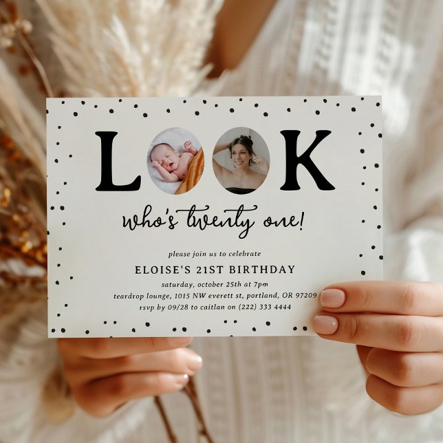 Fun Look's Who's 21' 2 x photo 21st Birthday Einladung (Von Creator hochgeladen)