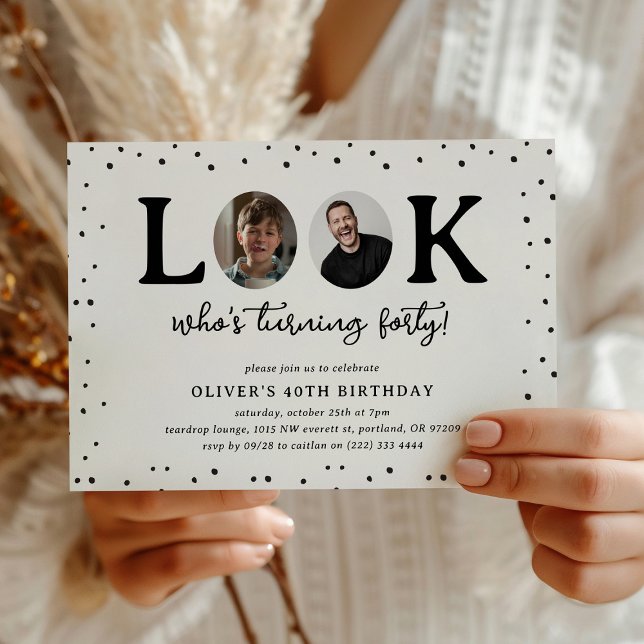 Fun Look's Who's 40' 2 x photo 40th Birthday Einladung (Von Creator hochgeladen)
