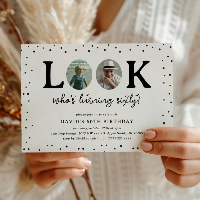 Fun Look's Who's 60' 2 x photo 60th Birthday Einladung (Von Creator hochgeladen)