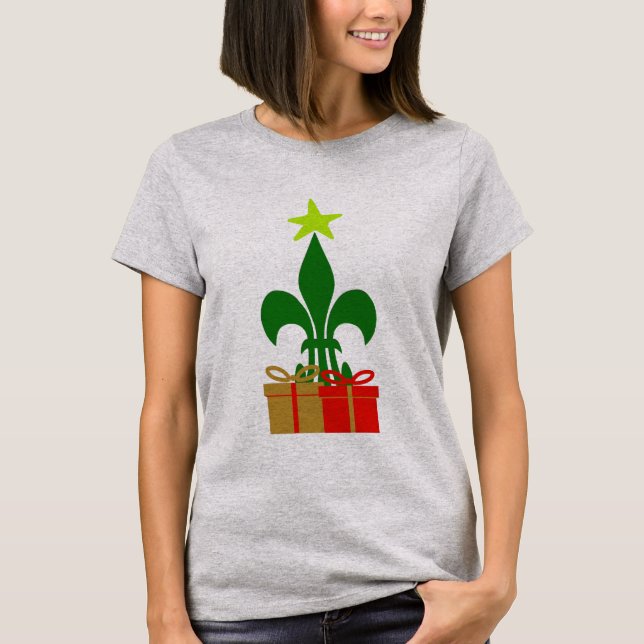 Fun Louisiana Weihnachtsbaum Cajun New Orleans T-Shirt (Vorderseite)