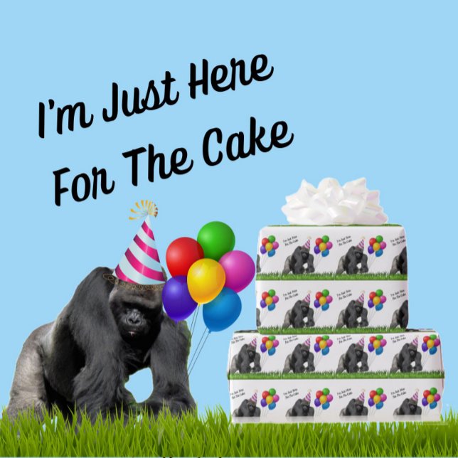 Fun Love Birthday Gorilla - Papierrolle Geschenkpapier (here for the cake in blue)