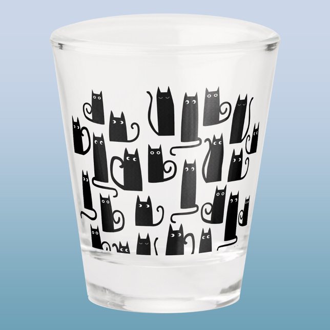Fun Lucky Black Cat Schnapsglas (Fun lucky black cat shot glass for animal lovers)