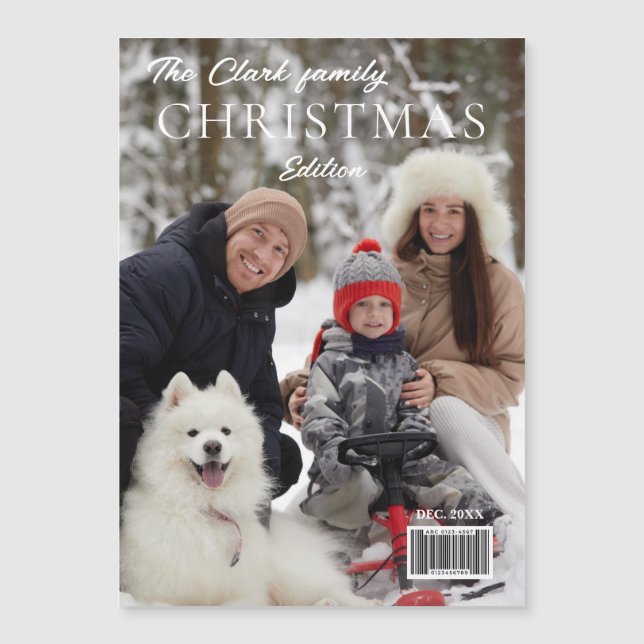 Fun Magazine Cover Style Weihnachts-Foto Magnetkarte (Vorderseite)