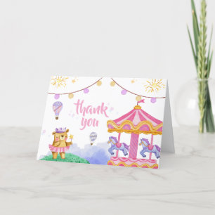 Fun Magical Hot Air Ballon Carousel Baby Dusche Dankeskarte