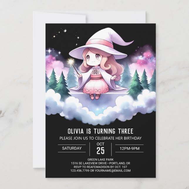 Fun Magical Wizard Geburtstag Einladung (Vorderseite)