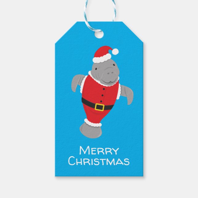 Fun Manatee Animal Christmas Geschenkanhänger (Vorderseite)
