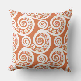 Fun Mandarin & White Fern Frond wirl Kissen Kissen