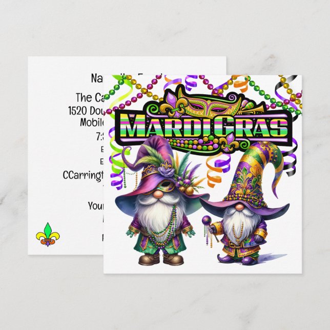 Fun Mardi Gras Masquerade Party Invitation (Devant / Derrière)