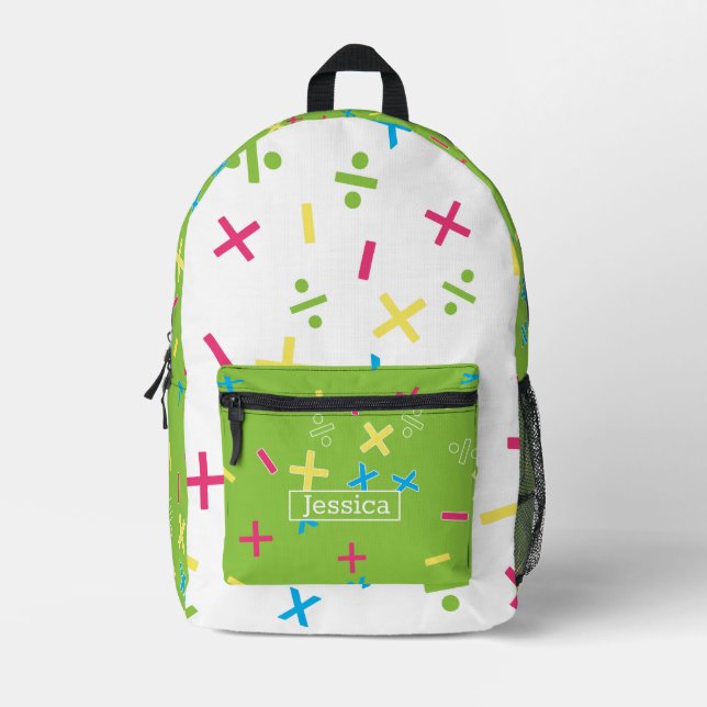 Fun Math Symbole hell grün Bedruckter Rucksack (Vorderseite)
