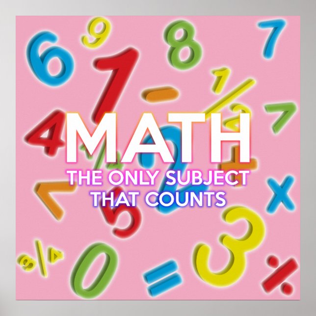 Fun Math Zitat Cool Moderne Girly Pink Poster (Vorne)