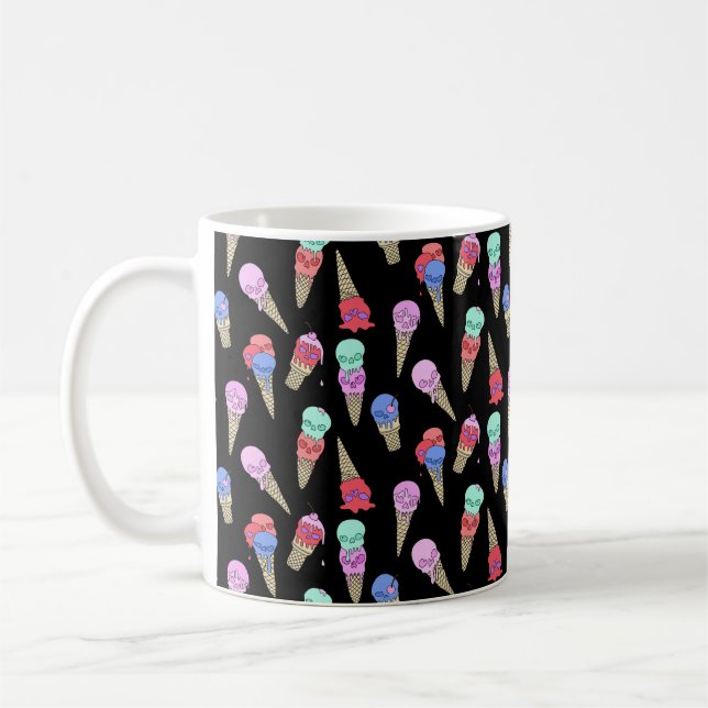 Fun Melty Summer Goth Skull Ice Pastellschwarz Kaffeetasse (Links)