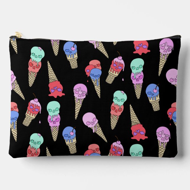 Fun Melty Summer Goth Skull Ice Pastellschwarz Zubehörtasche (Vorderseite)