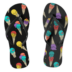 Fun Melty Summer Goth Skull Ice Schmuck schwarz Flip Flops