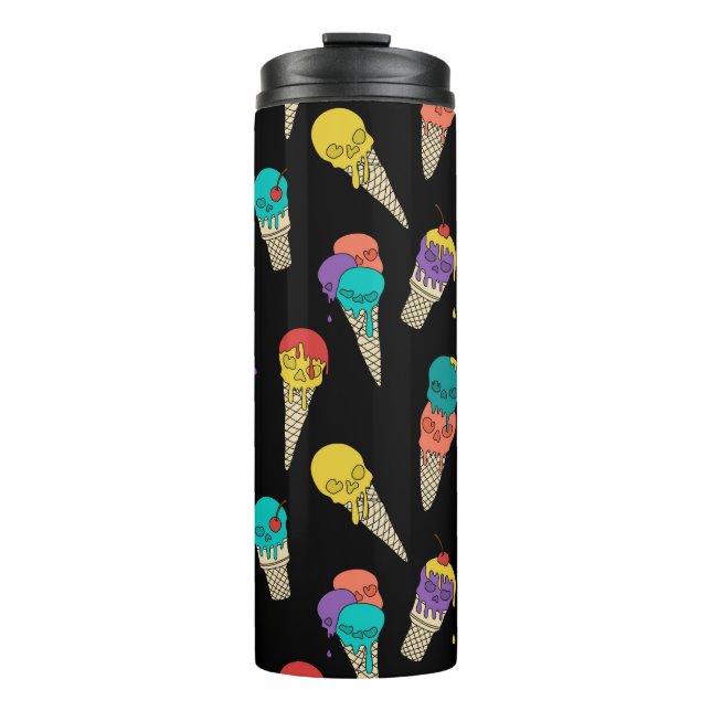 Fun Melty Summer Goth Skull Ice Schmuck schwarz Thermosbecher (Vorderseite)