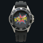 Fun Men's Superhero Comic Buch Kapow Black Armbanduhr<br><div class="desc">Fun Superhero Comic Buch Kapow Black Watch</div>