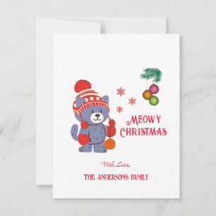 Fun Meowy Weihnachten Niedlich Cat Weihnachtsgrüße Karte