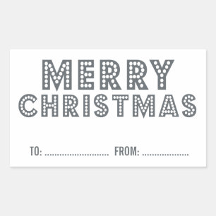 FUN, MERRY CHRISTMAS HOLIDAY GIFT ETIKETT   GRAU RECHTECKIGER AUFKLEBER