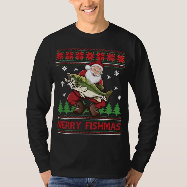 Fun Merry Fishmas Weihnachtsanfang Ugly Weihnachts T-Shirt (Vorderseite)