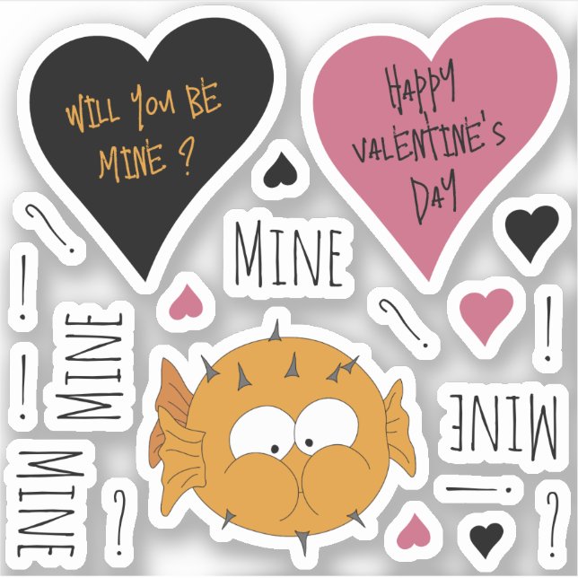 Fun Mine Mine Mini Bergsee Valentine Puffer Thema Aufkleber (Vorderseite)