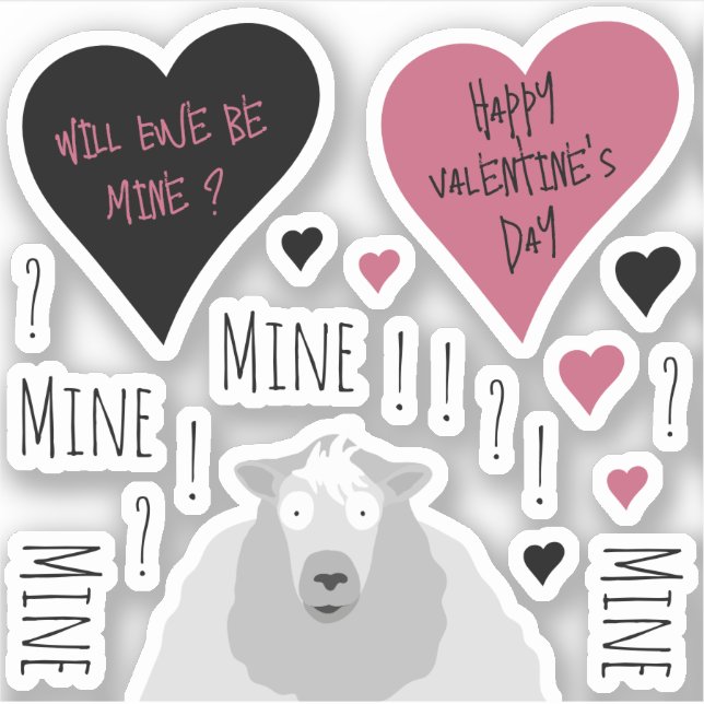 Fun Mine Mine Minine Sheep Thema Aufkleber (Vorderseite)